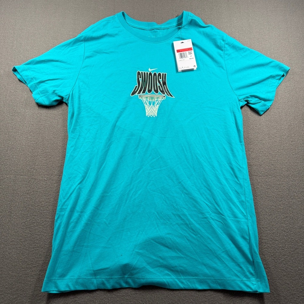 Nike Basketball Tee Mens L Teal Swoosh Hoop Graphic Dri-FIT HJ3466-345